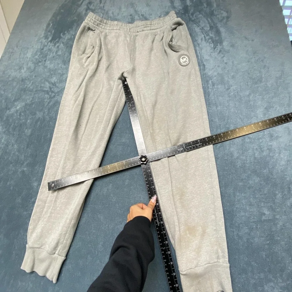 Michael Kors Sweatpants Mens Large Heather Gray Fleece Lined Logo Tapered Leg